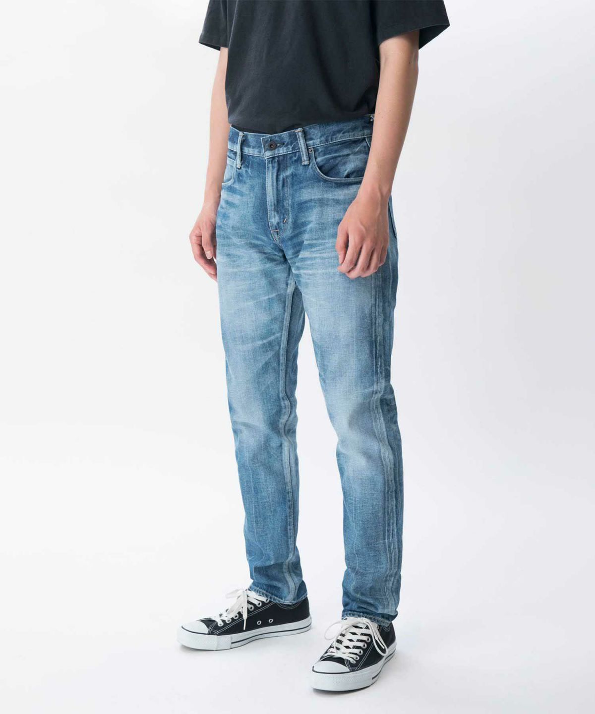 KURO Giocatore デニムパンツ ジョカトーレ ユーズド加工ジーンズ テーパード お洒落 メンズ 男性