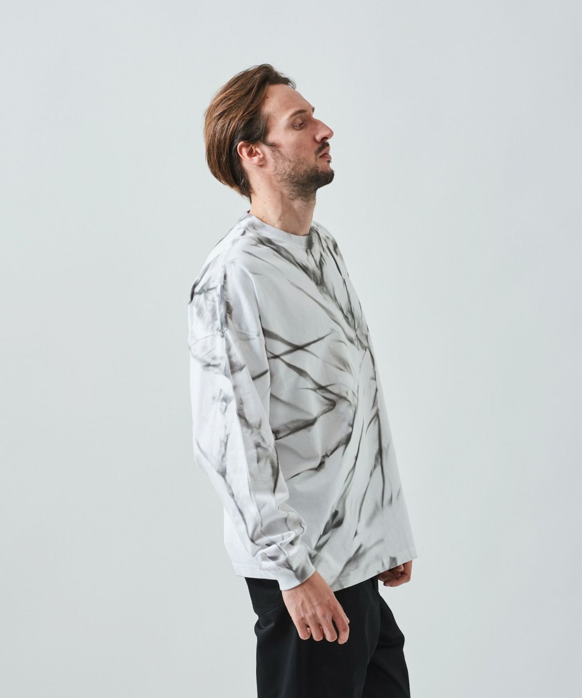 ACANTHUS アカンサス 長袖Tシャツ カットソー スパイラル柄 ムラ染め ブランド