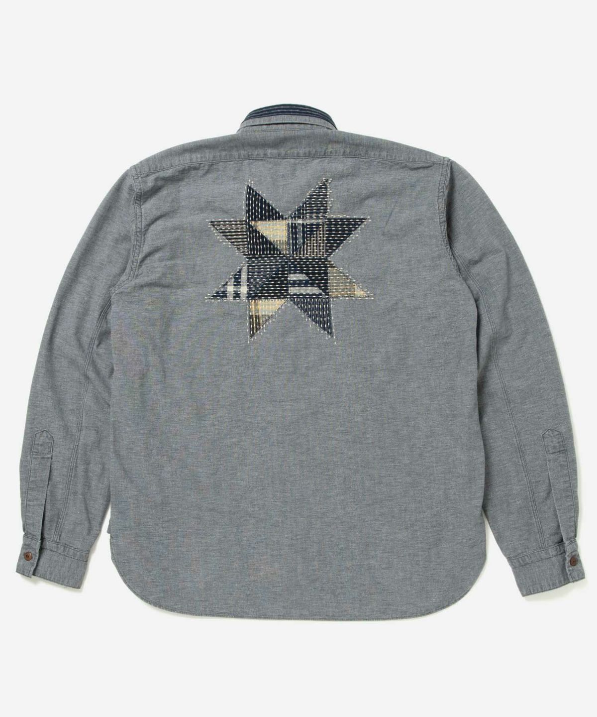 MARU SANKAKU PEKE つぎはぎ 刺し子シャツ 