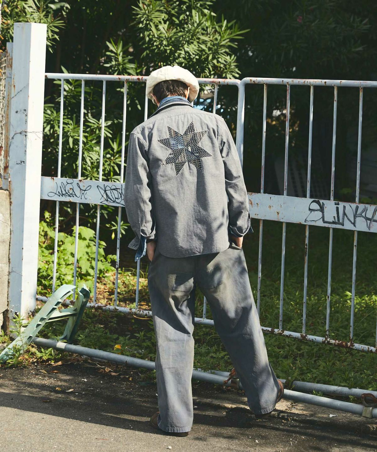 MARU SANKAKU PEKE つぎはぎ 刺し子シャツ 