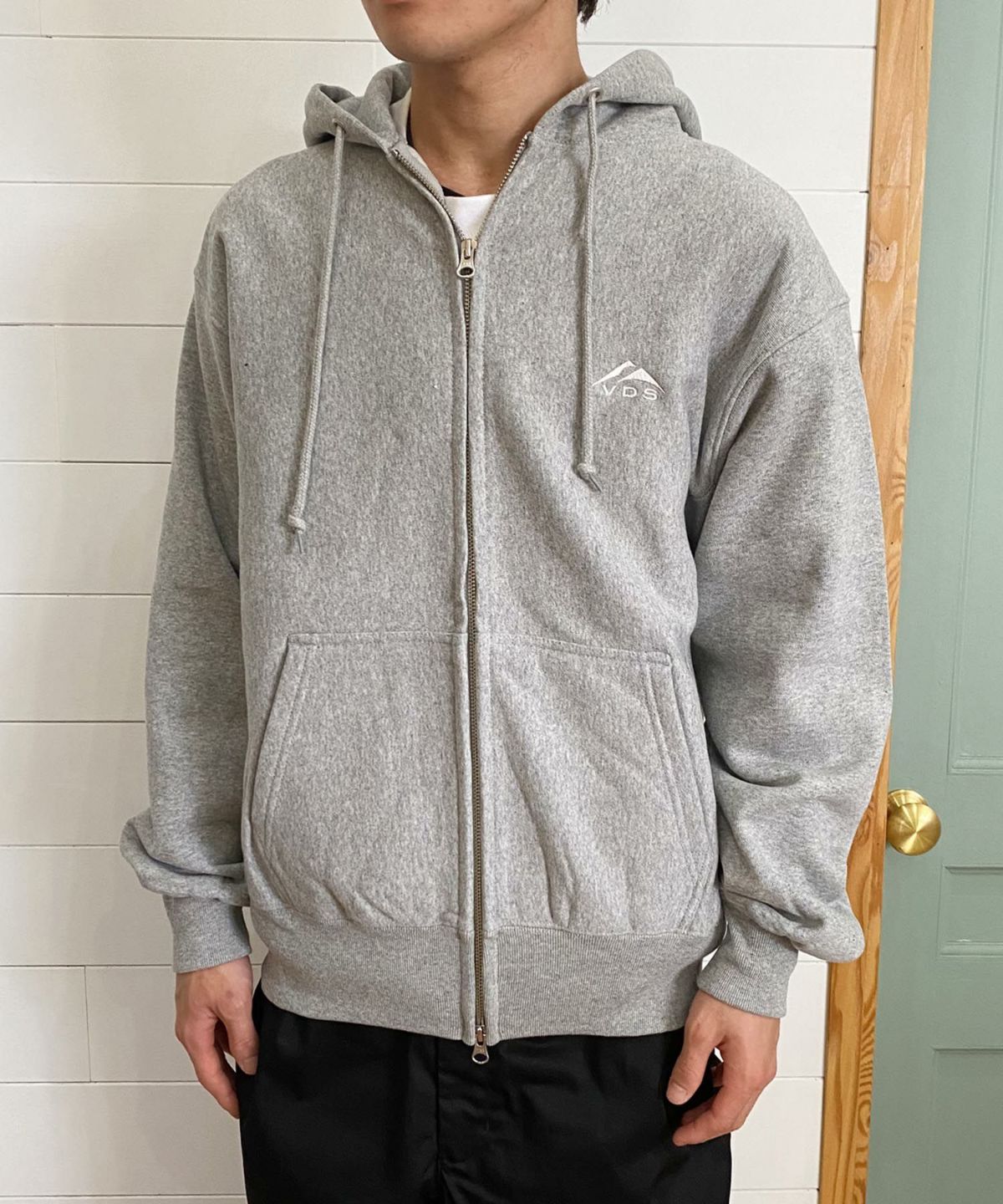 VDS ジップアップパーカー ブランド 杢グレー バーズアイ