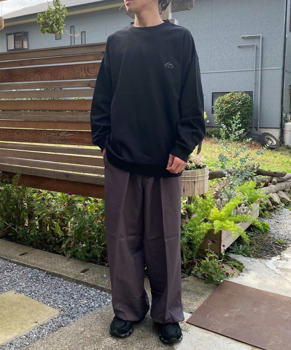 VDS ビッグシルエット カットソー ブラック 黒 バーズアイ