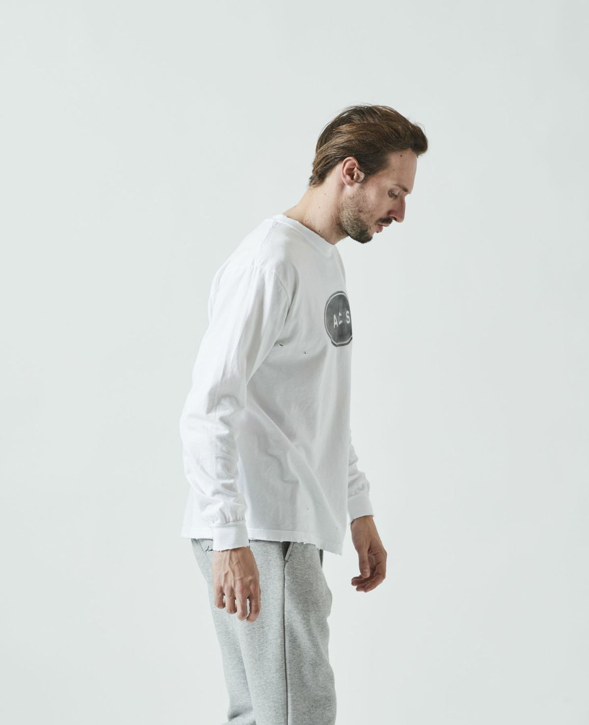 ACANTHUS アカンサス ダメージスプレーサークルロゴ 長袖Tシャツ CT2315