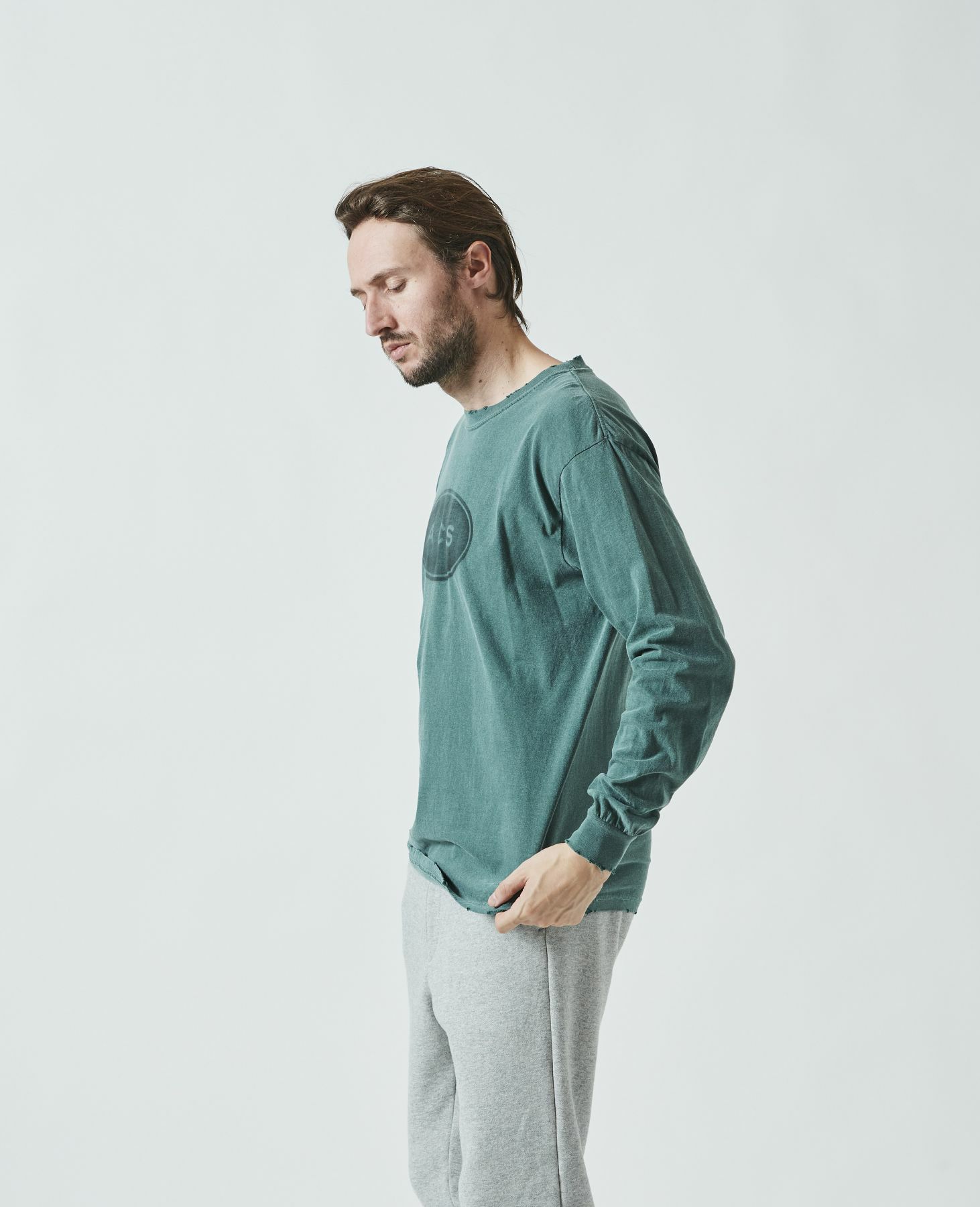 ACANTHUS アカンサス ダメージスプレーサークルロゴ 長袖Tシャツ CT2315