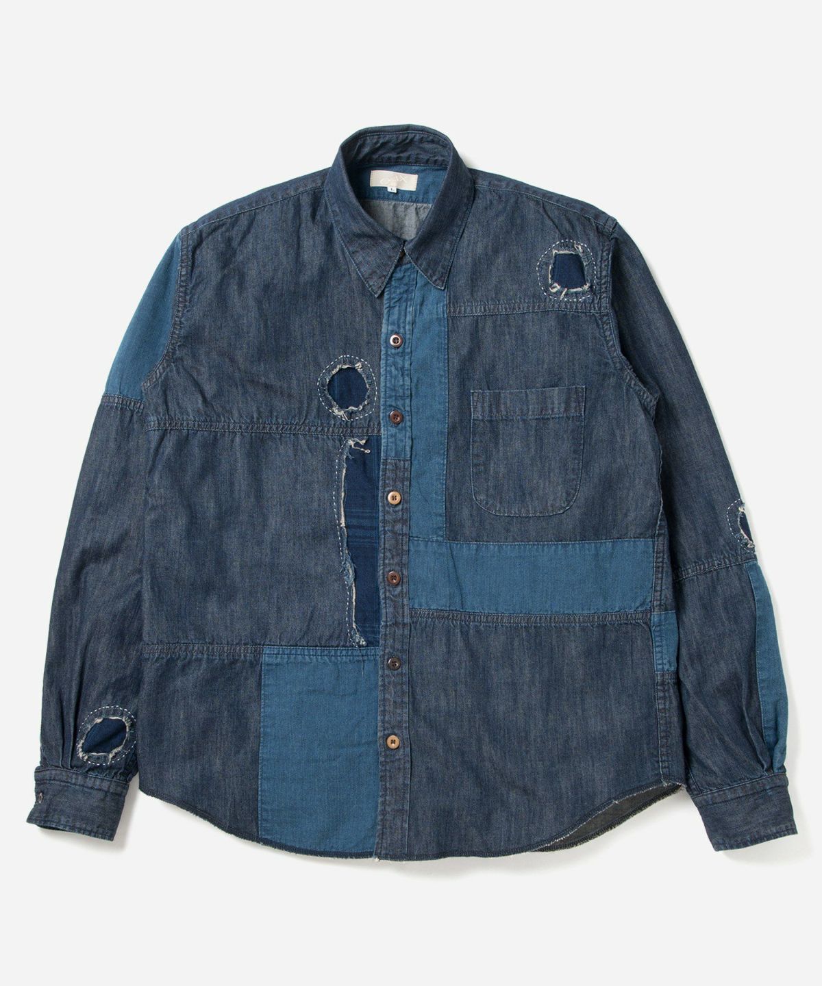 MARU SANKAKU PEKE マルサンカクペケ デニムシャツ ツギハギ