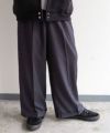 VOIRY ヴォイリー DRESSMAKER PANTS-WIDE GRAY-STRIP ドレスメーカーワイドパンツ