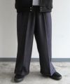 VOIRY ヴォイリー DRESSMAKER PANTS-WIDE GRAY-STRIP ドレスメーカーワイドパンツ