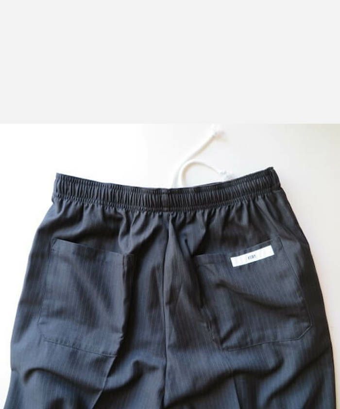 VOIRY ヴォイリー DRESSMAKER PANTS-WIDE GRAY-STRIP ドレスメーカーワイドパンツ