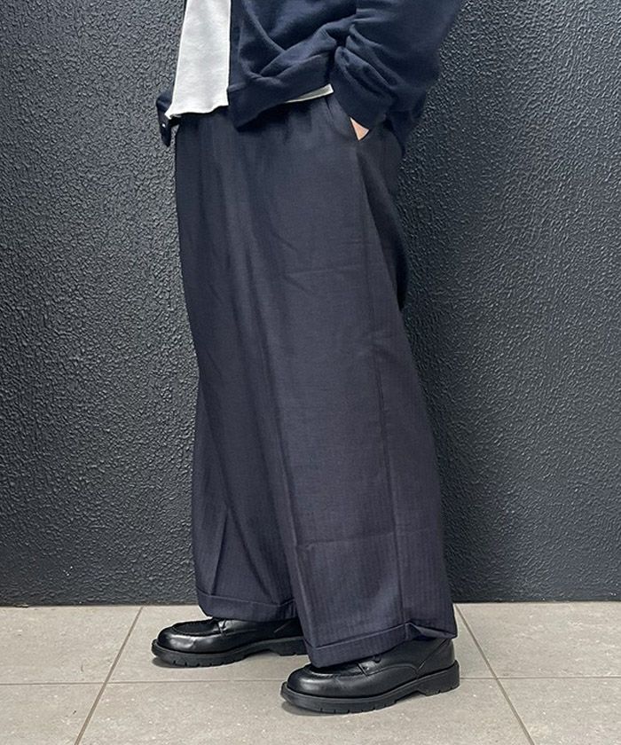 VOIRY ヴォイリー DRESSMAKER PANTS-WIDE GRAY-STRIP ドレスメーカーワイドパンツ