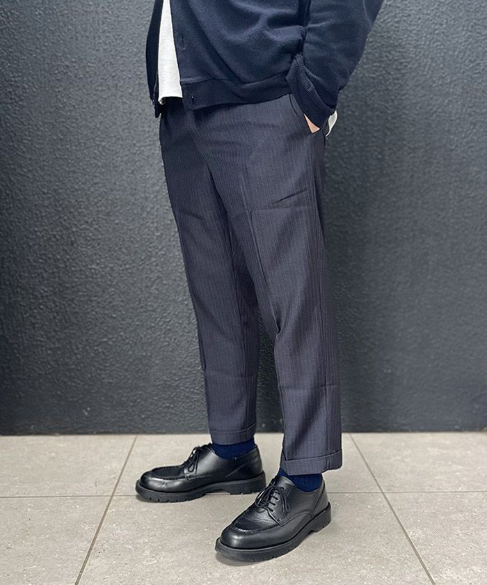VOIRY ヴォイリー ドレスメーカースリムパンツ DRESSMAKER PANTS-SLIM GRAY-STRIPE