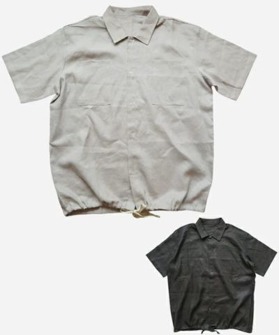 比較的美品 Voiry リネン100% ドクターシャツ ブラック 裾ドローコード 比較的美品 Voiry リネン100% ドクターシャツ ブラック 裾ドロー