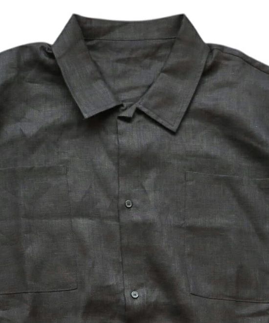 VOIRY ヴォイリー D.S コードリネンシャツ 半袖シャツ ライトグレー