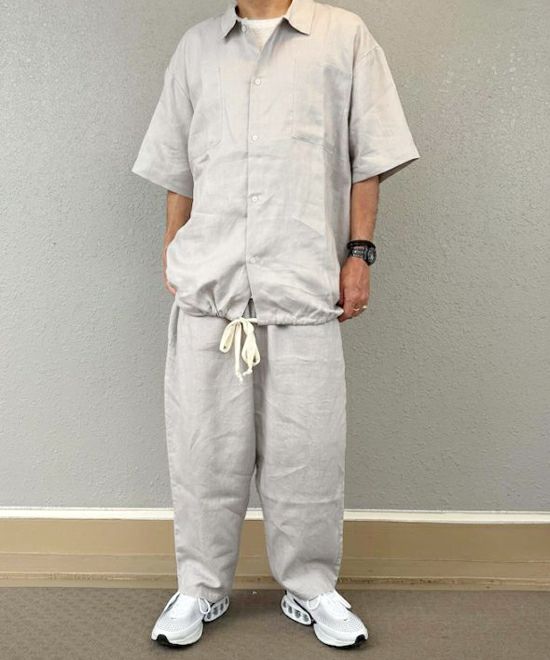 VOIRY ヴォイリー D.S コードリネンシャツ 半袖シャツ ライトグレー