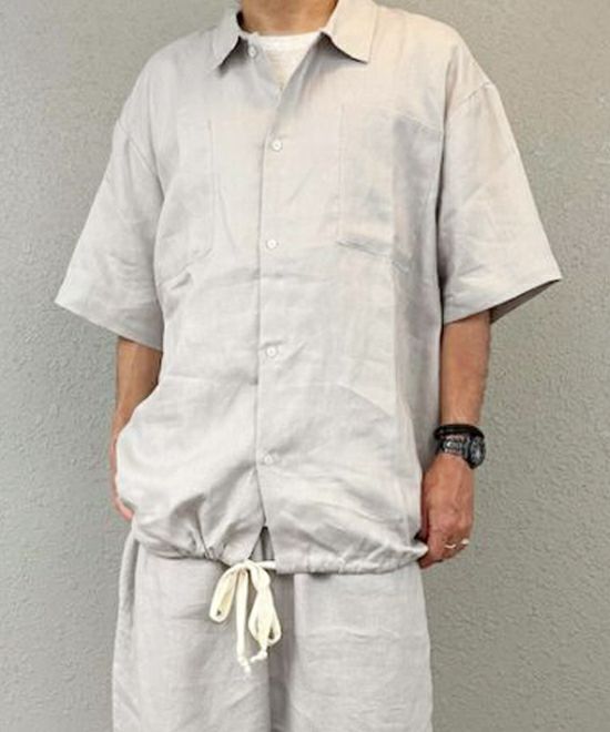 VOIRY ヴォイリー D.S コードリネンシャツ 半袖シャツ ライトグレー