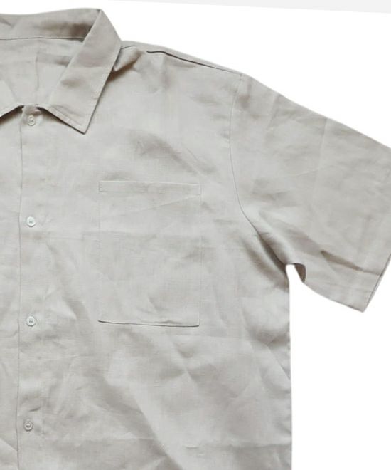 VOIRY ヴォイリー D.S コードリネンシャツ 半袖シャツ ライトグレー