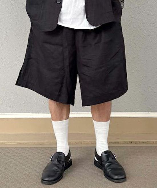 VOIRY ヴォイリー ドクターパンツ ドクターショーツ ハーフパンツ ブラック 黒 麻 リネン ネイビー