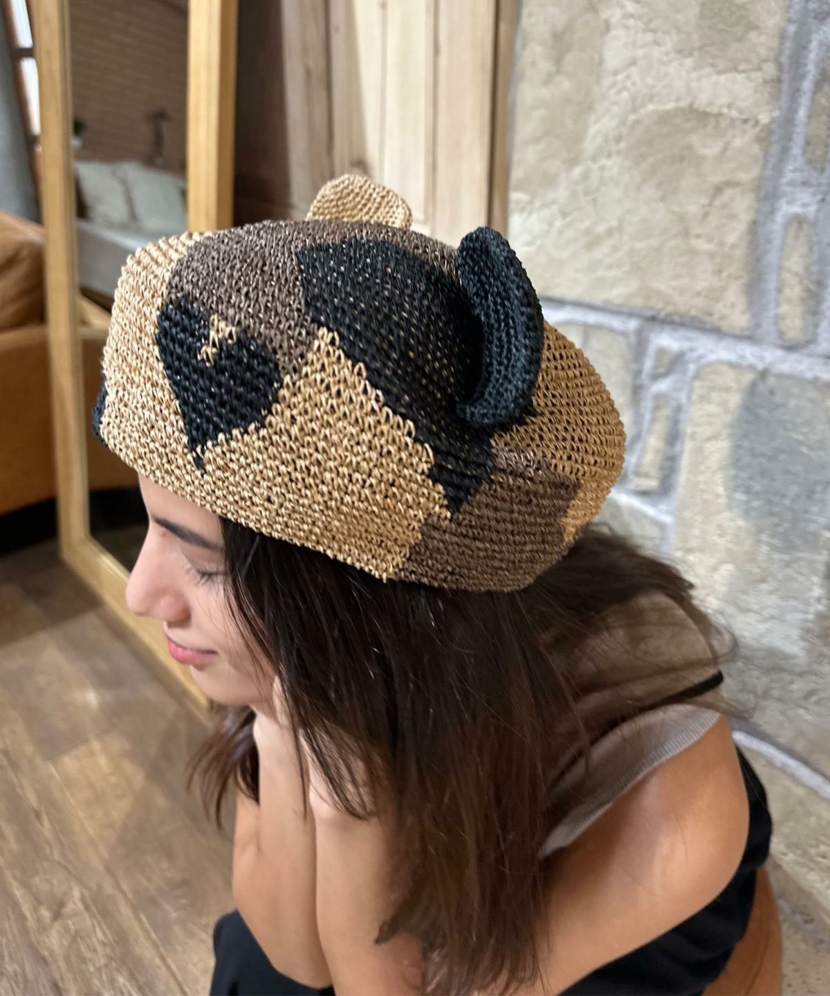 Dodge 猫耳ベレー帽 DD-552 三毛猫 春用 帽子 ねこ CAT