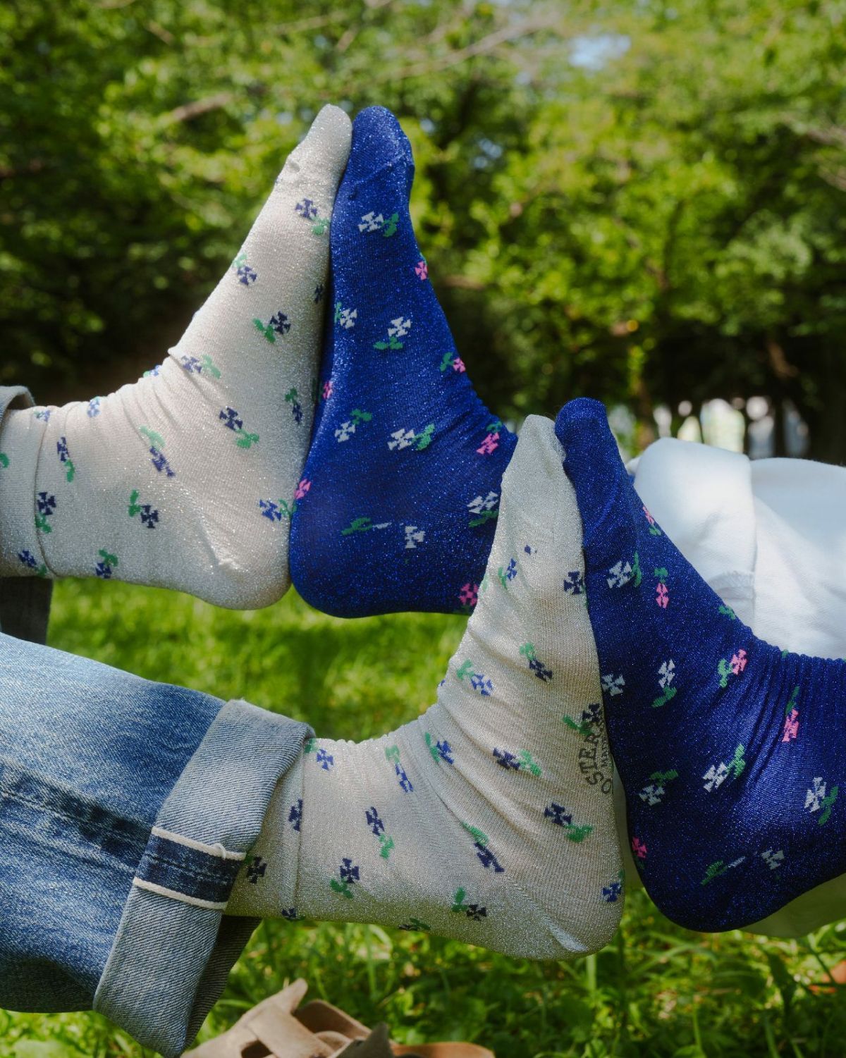 ROSTER SOX 200LM FLOWER ラメ靴下 RS-434