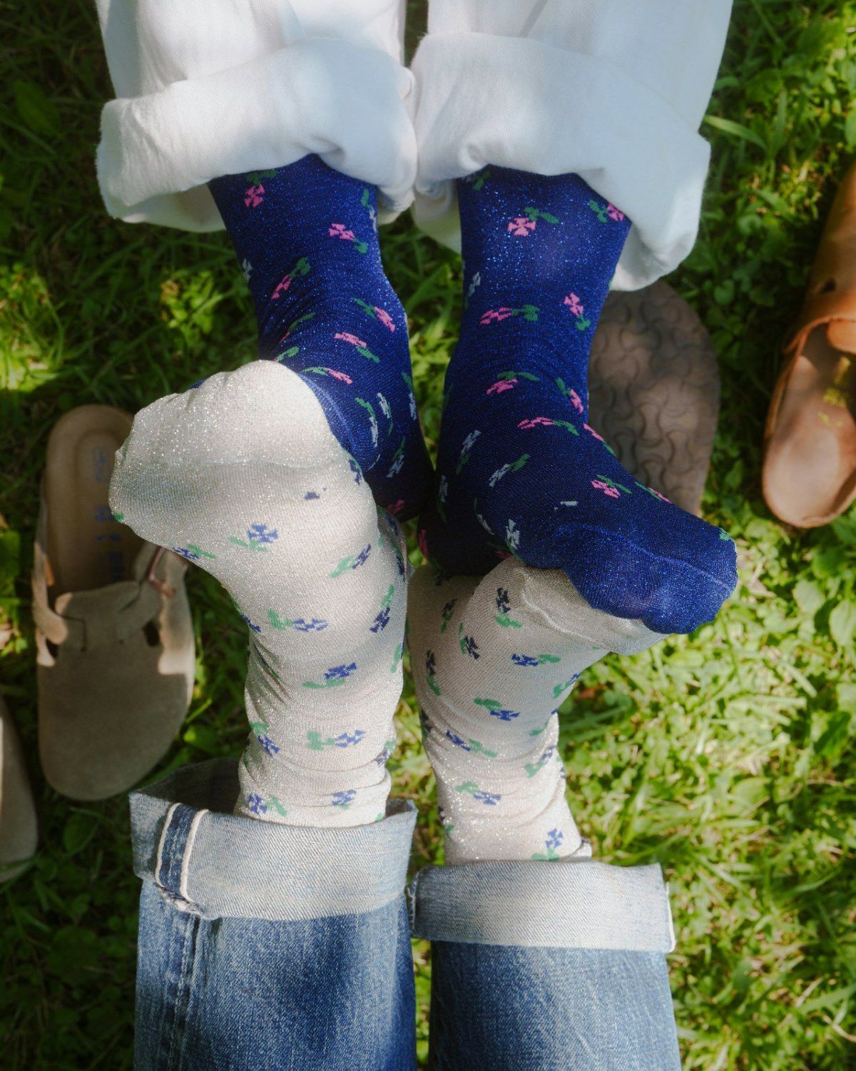 ROSTER SOX 200LM FLOWER ラメ靴下 RS-434