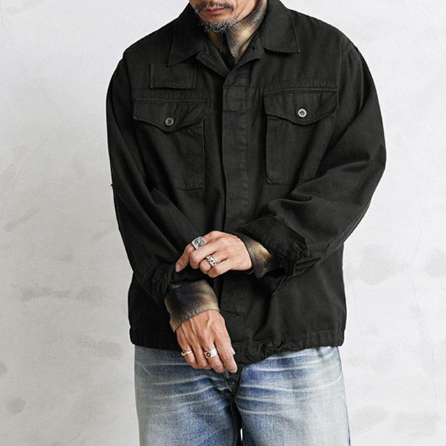 MILITARY【DEAD STOCK】[黒染め]チェコ軍 フライフロント ワークシャツジャケット