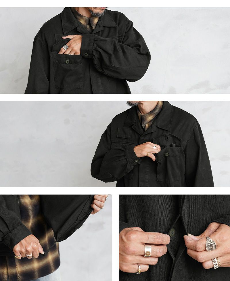 MILITARY【DEAD STOCK】[黒染め]チェコ軍 フライフロント ワークシャツジャケット