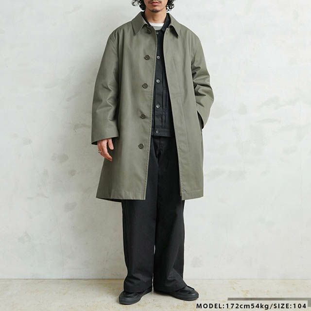 フランス軍 リメイク ステンカラーコート カーキ オリーブ
