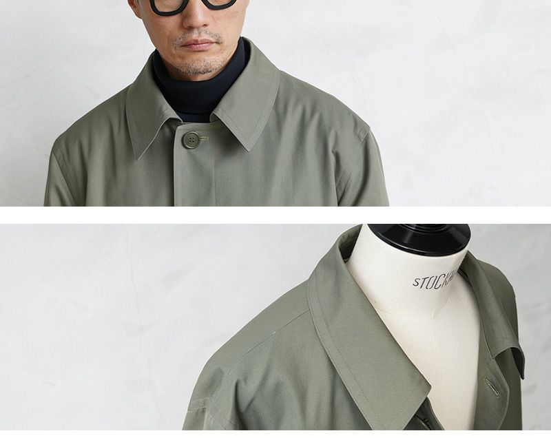 フランス軍 リメイク ステンカラーコート カーキ オリーブ