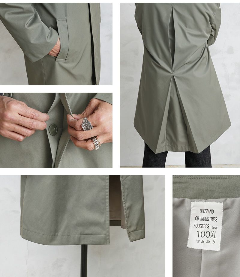 フランス軍 リメイク ステンカラーコート カーキ オリーブ