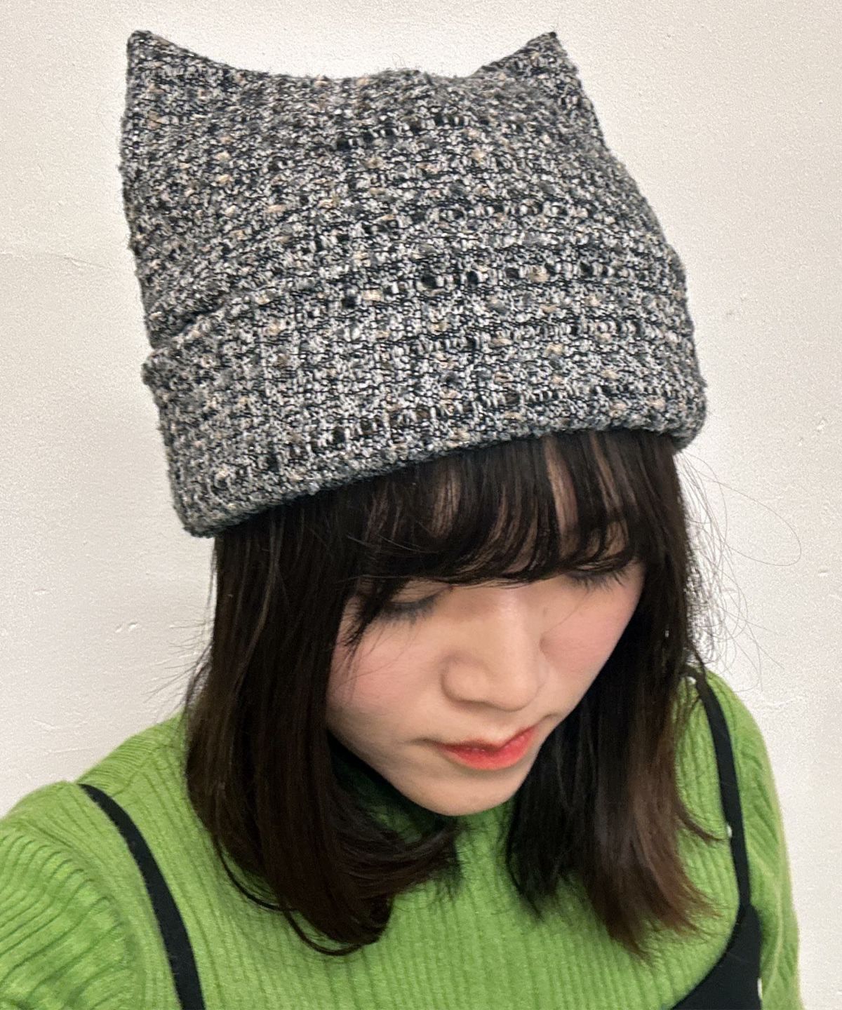 Dodge ラメツイード猫耳ニットキャップ DD-568