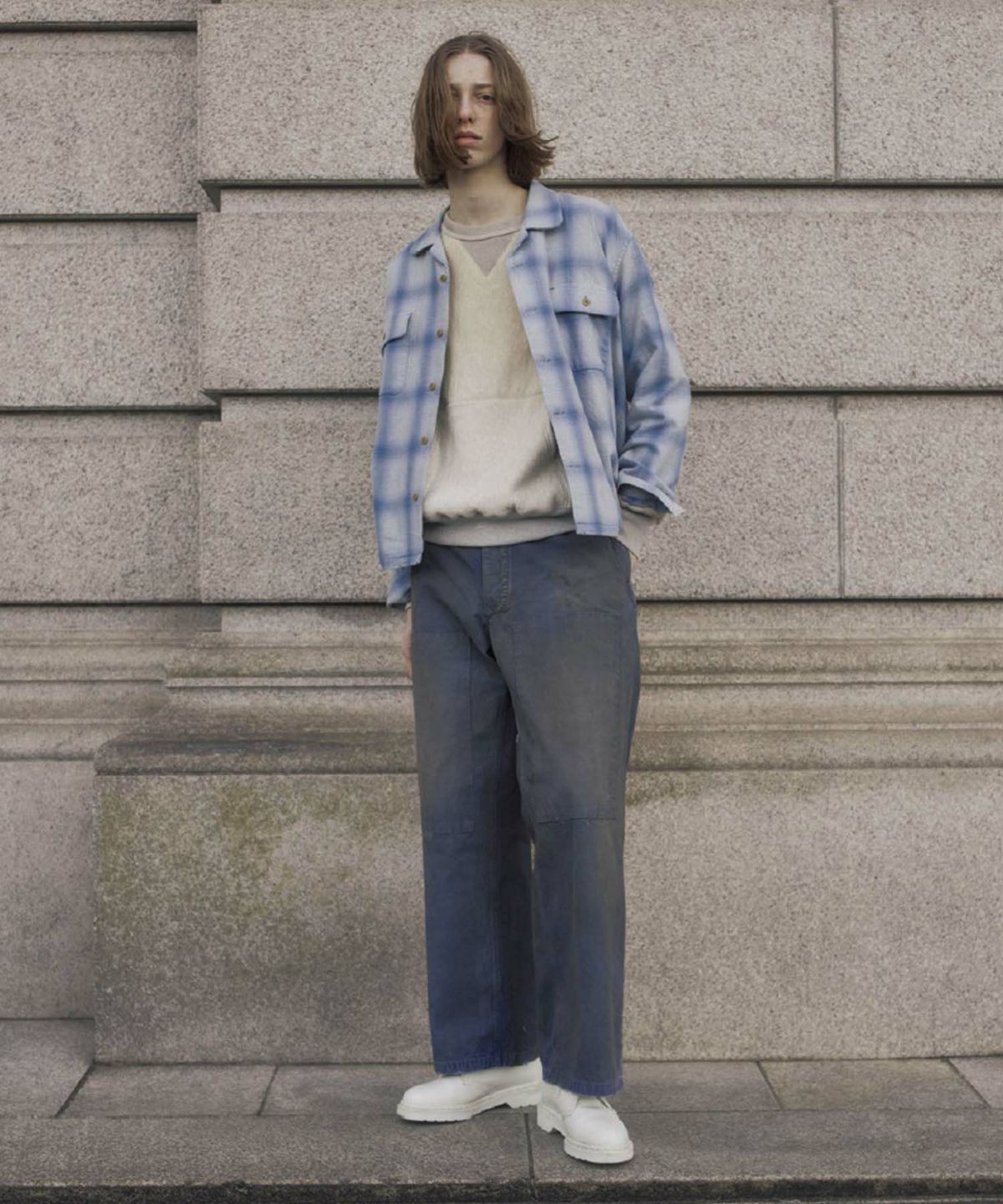 MARU SANKAKU PEKE インディゴオープンシャツ MSP-5028